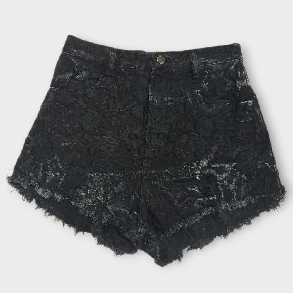Free People Etienne Field Cutoff Shorts Black Embroidered OB477488 Womens Sz 27‎
